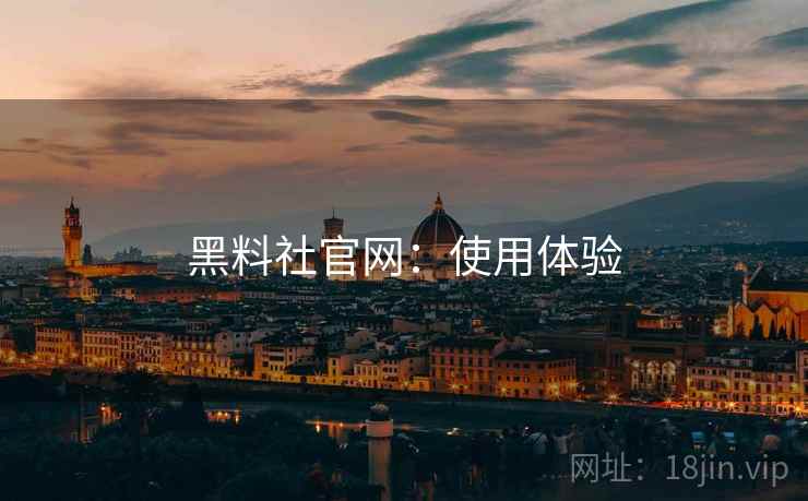 黑料社官网：使用体验