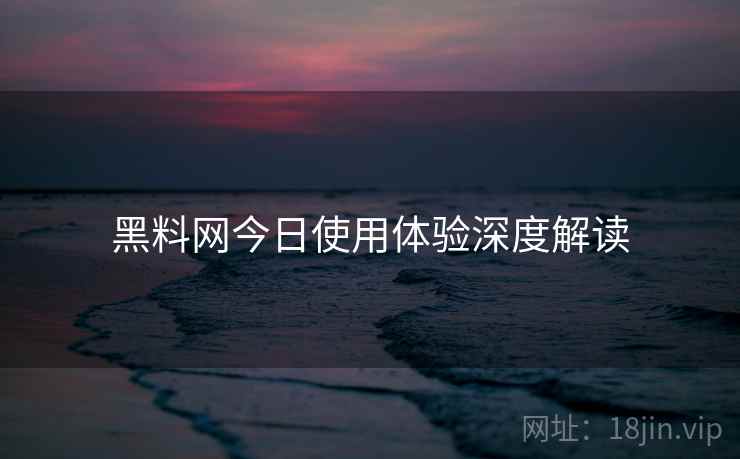 黑料网今日使用体验深度解读