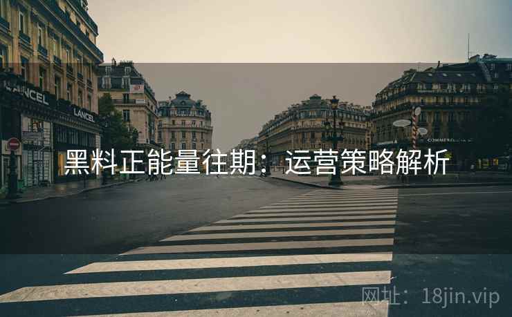 黑料正能量往期：运营策略解析